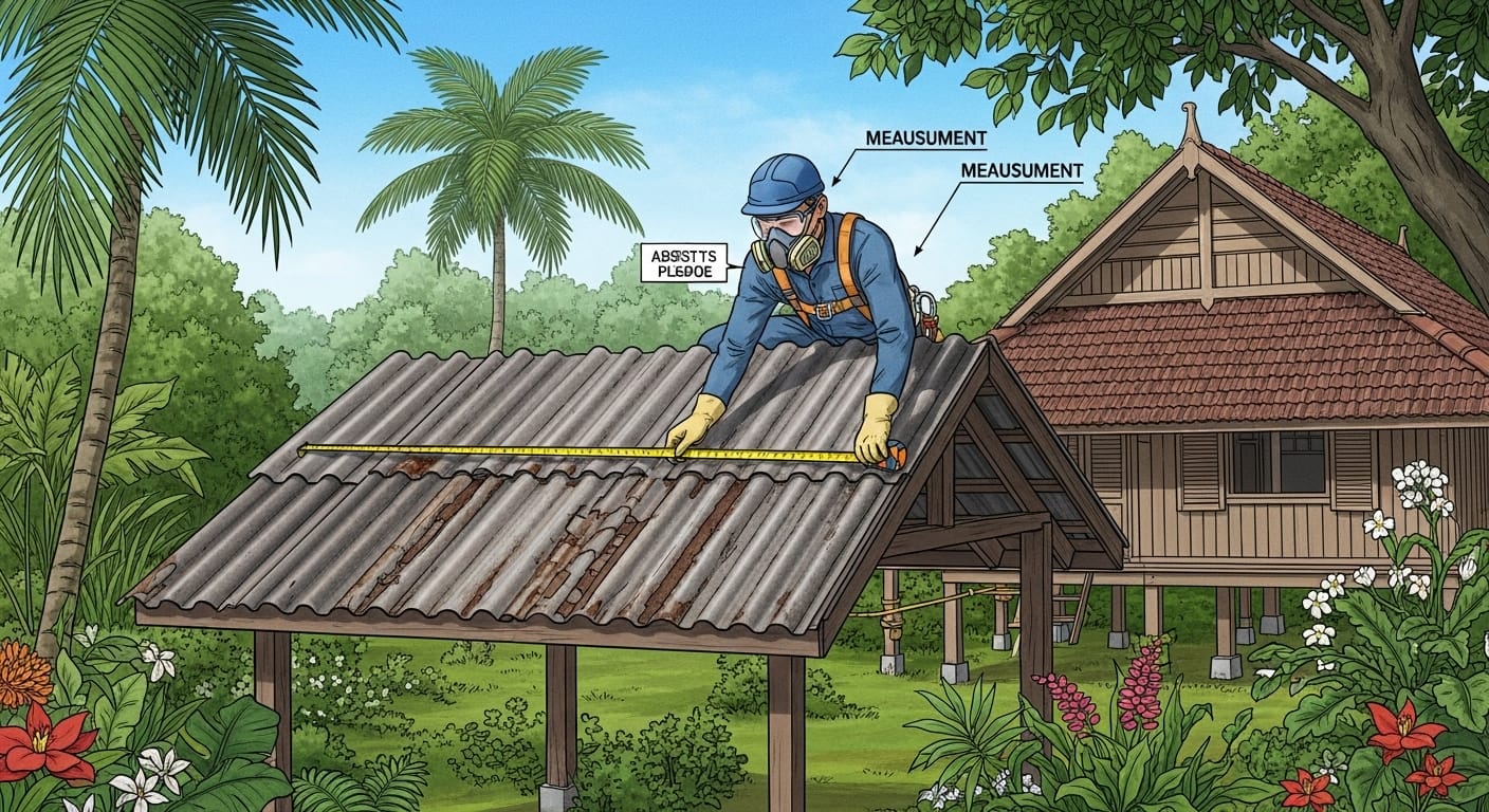 cara ukur bumbung asbestos