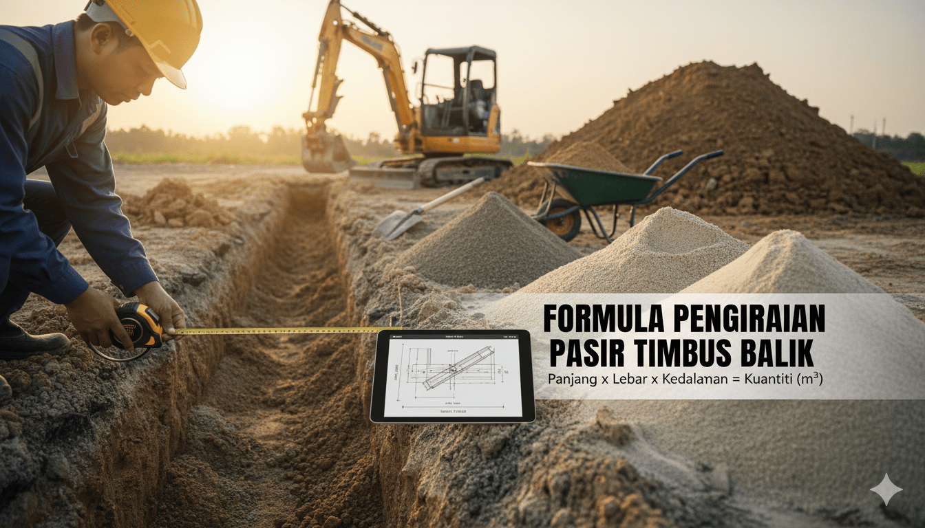 cara kira keperluan pasir timbus balik dengan tepat