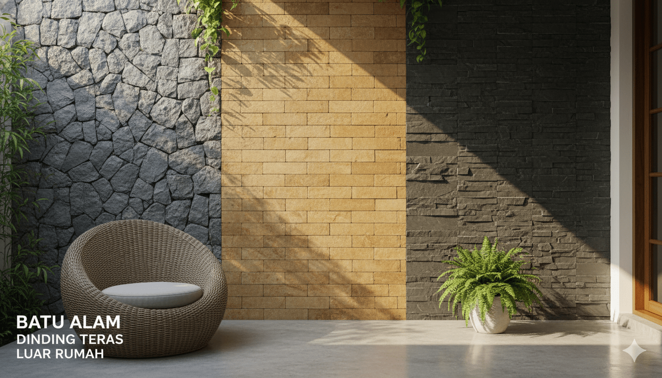 jenis batu alam untuk dinding teras rumah