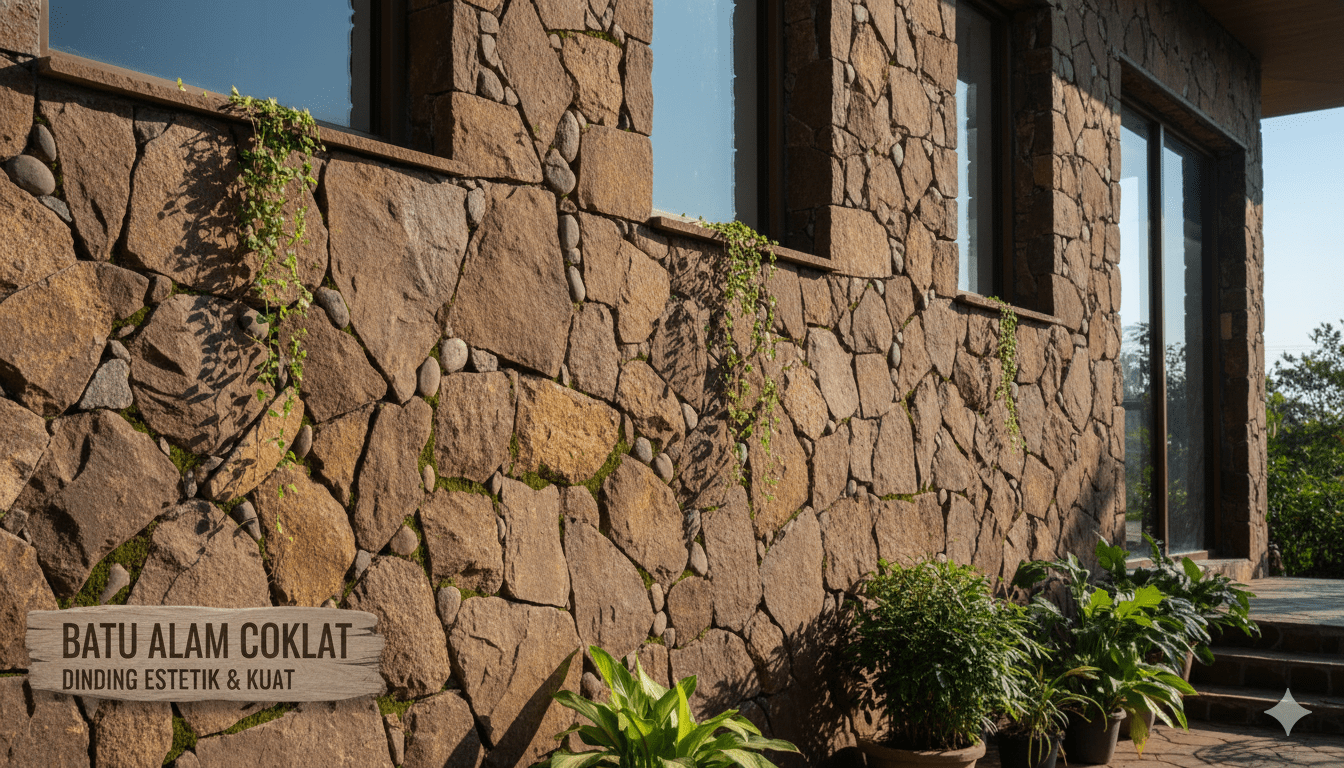 jenis batu alam untuk dinding warna coklat