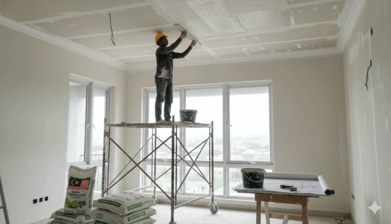 plaster siling bahan kapur