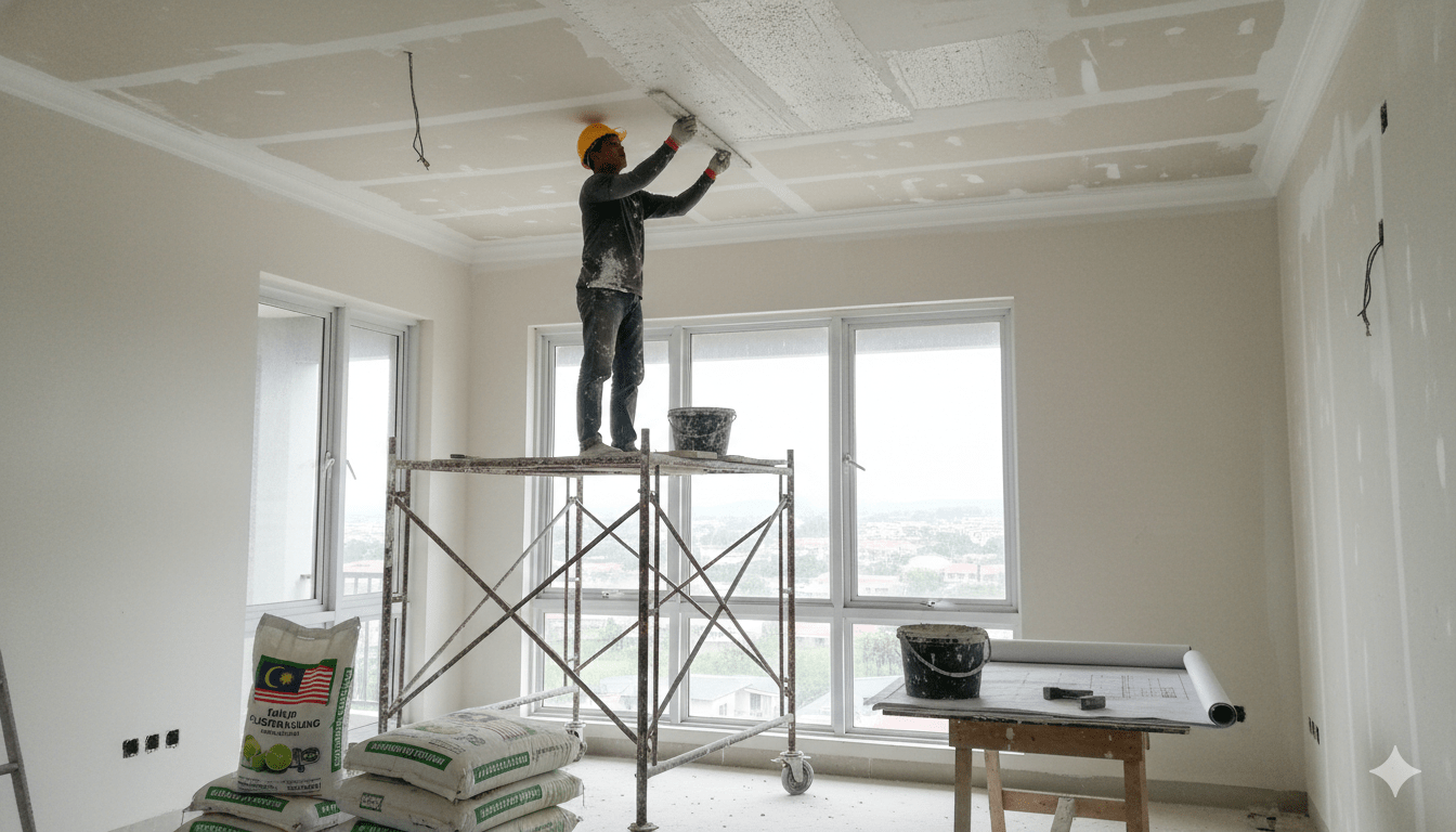 plaster siling bahan kapur