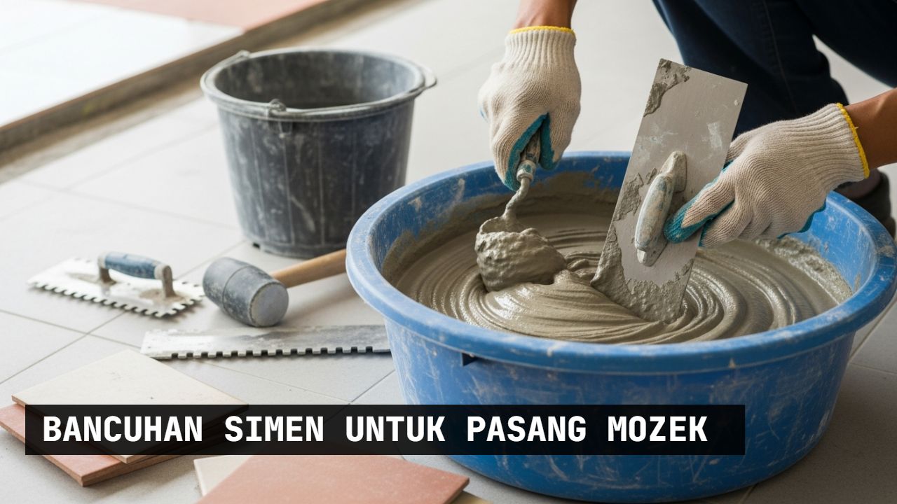 bancuhan simen untuk pasang mozek