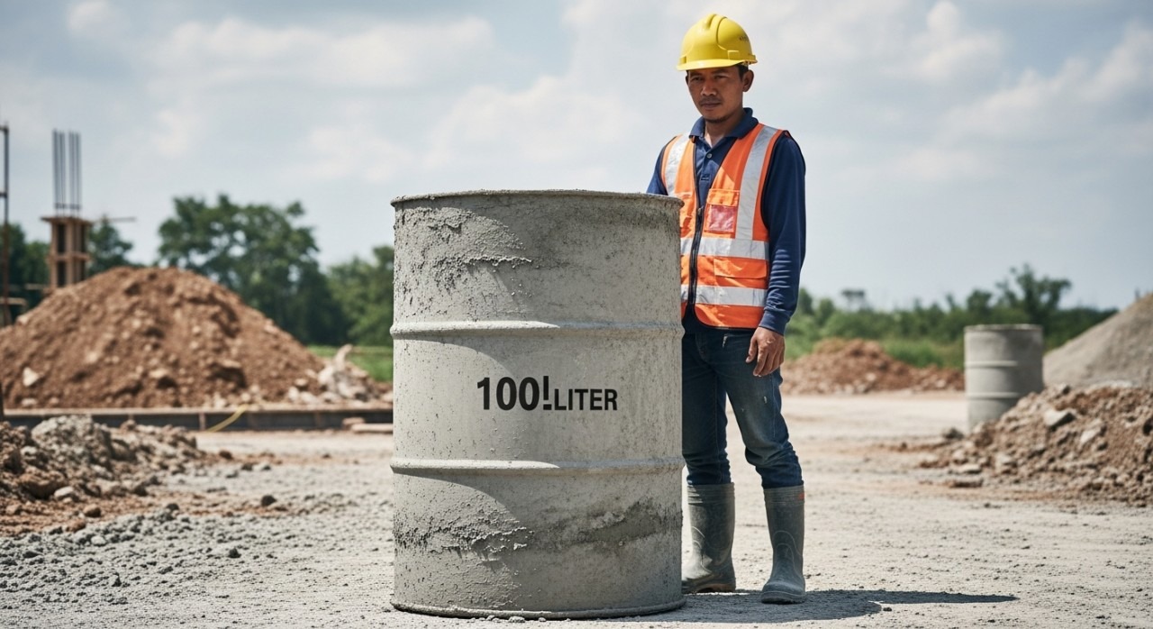 saiz tong konkrit 100 liter