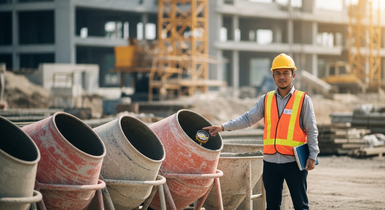 saiz tong konkrit untuk bancuhan simen