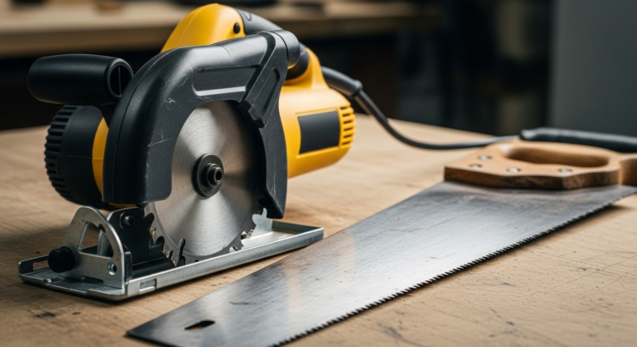 beza gergaji elektrik dan manual