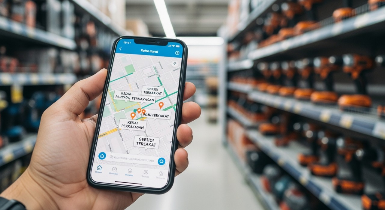 cara cari gerudi terdekat