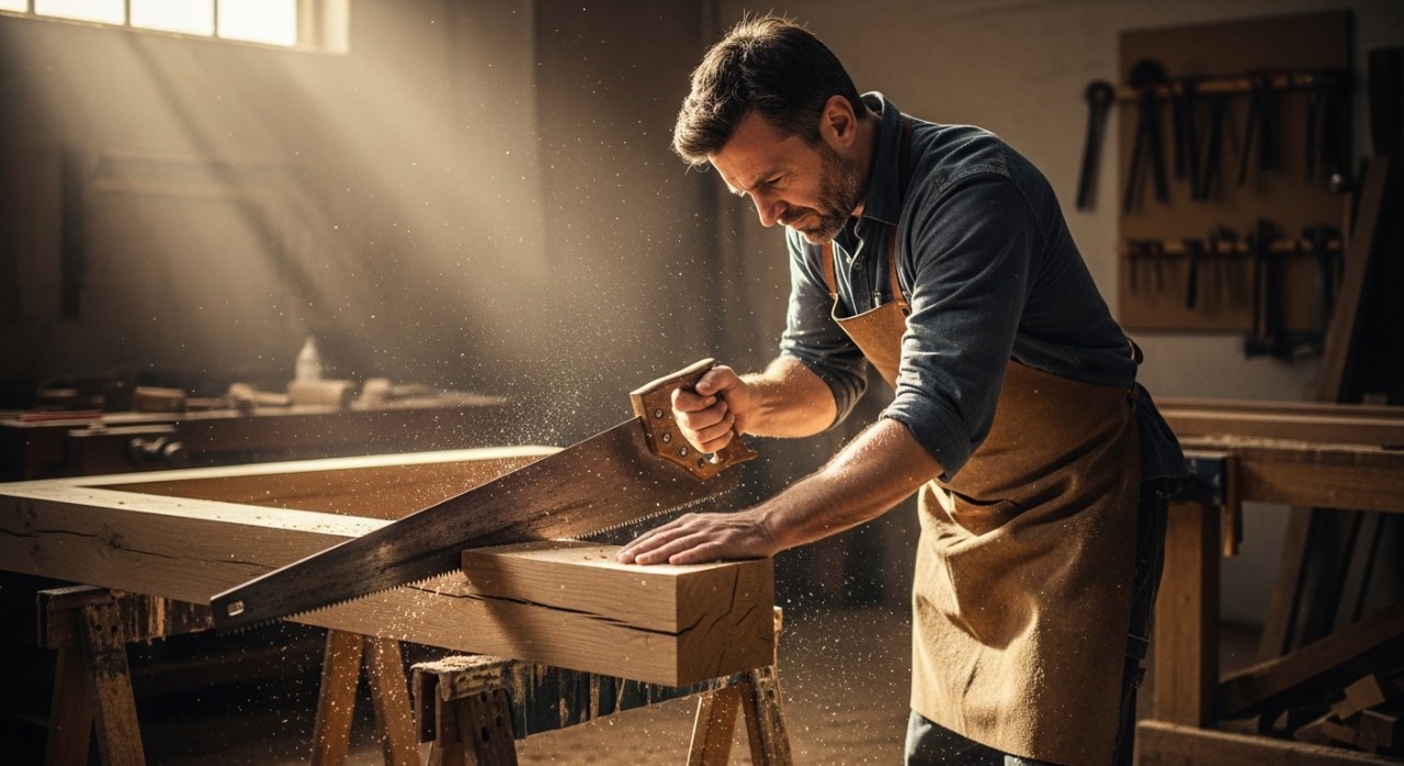 cara guna gergaji untuk kayu tebal