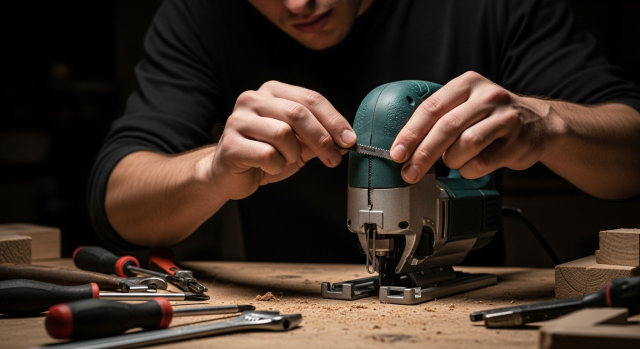 cara pasang mata gergaji jig