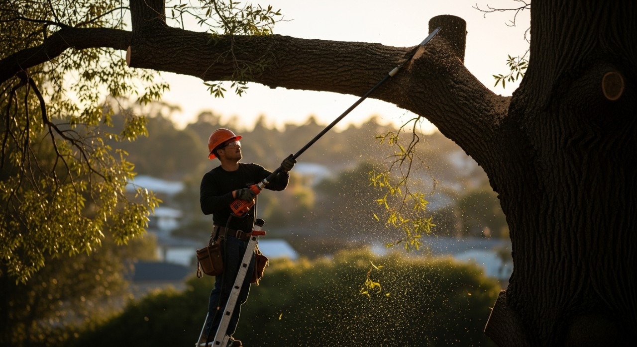 cara potong dahan tinggi dengan gergaji