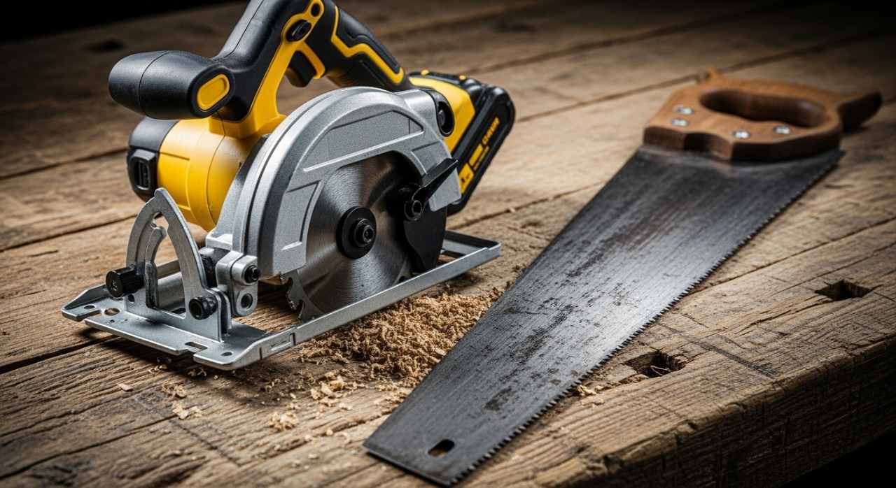 gergaji elektrik atau tangan lebih tahan