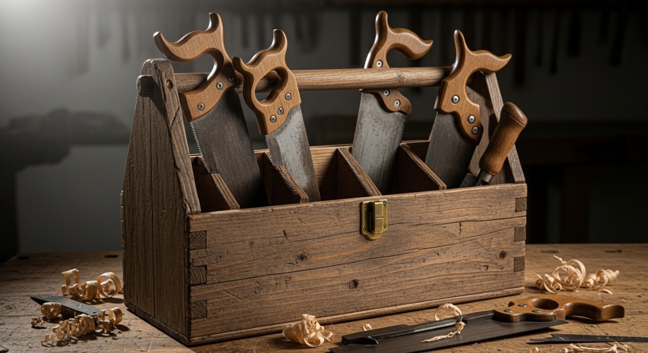 peti penyimpanan alat gergaji