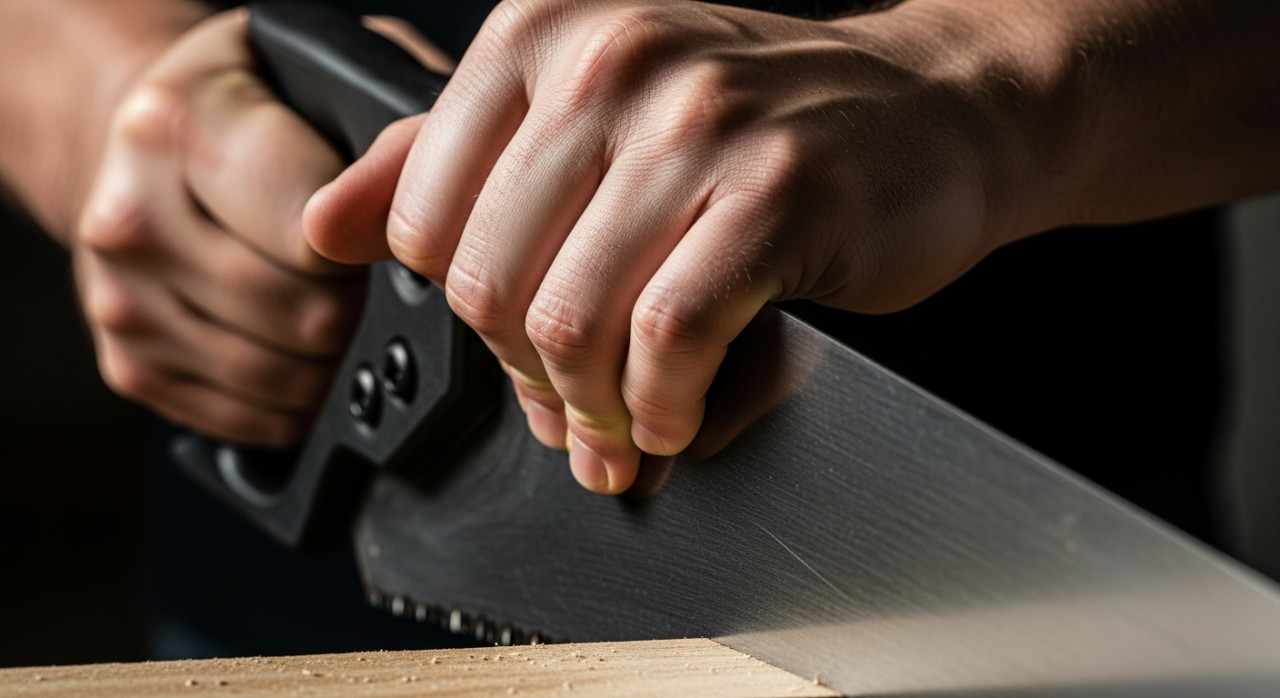 posisi tangan semasa guna gergaji